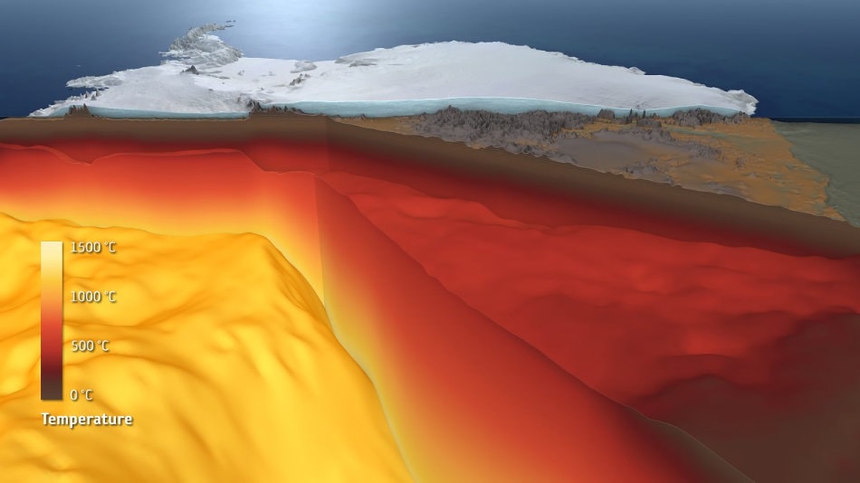Der Aufbau der Erdkruste und des Erdmantels unter der Antarktis. Â© ESA/Planetary Visions