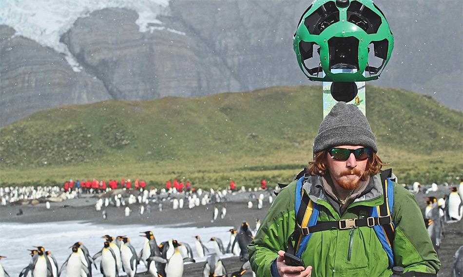 Der Google-Streetview-Mann in Gold Harbour.